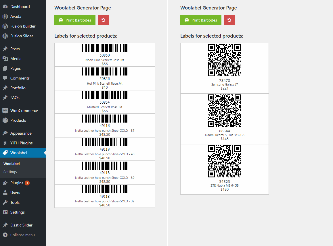 QR Codes & Barcode Generator Label Printing Plugin By Wooaddons ...